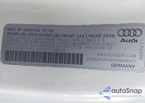 2010 Audi A5 2.0T Premium z USA, uszkodzony, nr VIN WAUJFAFH4AN009047